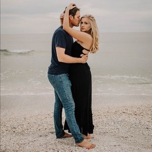 Black backless beachy maxi dress